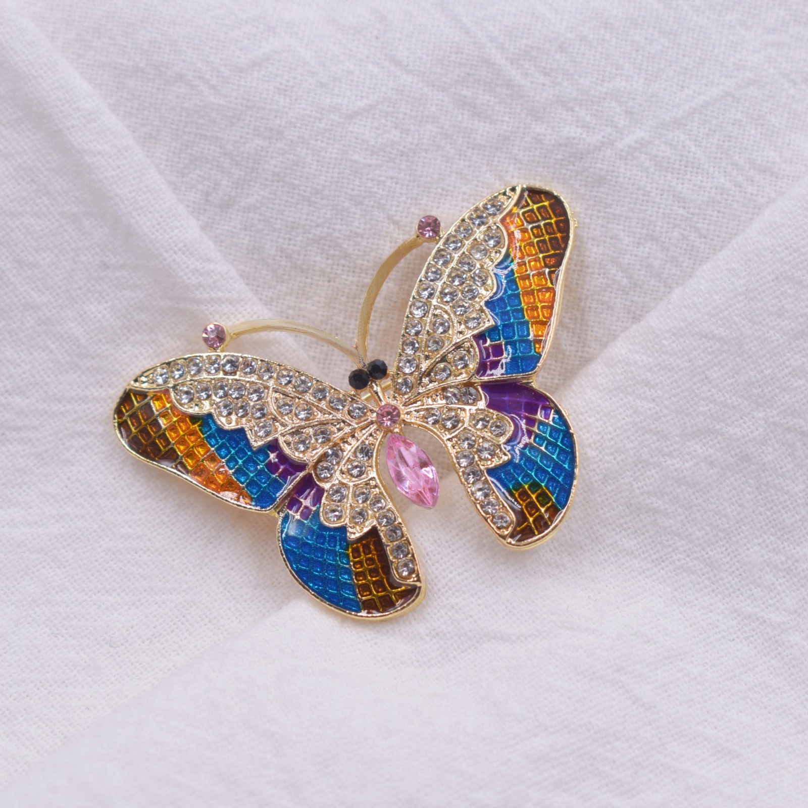 Fashion Luxury Colorful Rhinestone Butterfly Brooches for Women Insect Brooch