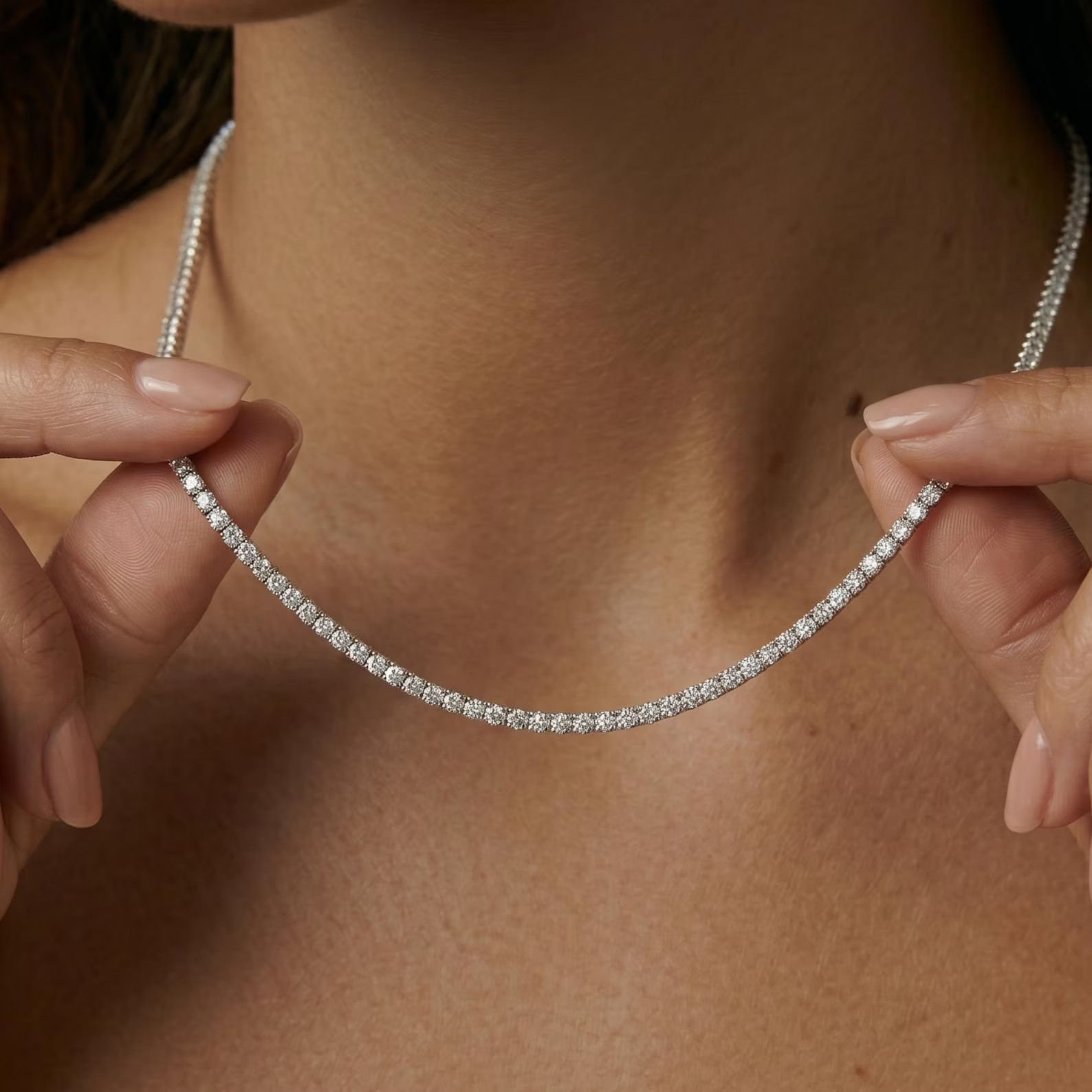 3Ct Lab Grown Diamond Tennis Necklace 16Inch 925 Sterling Silver E VS1 Gift