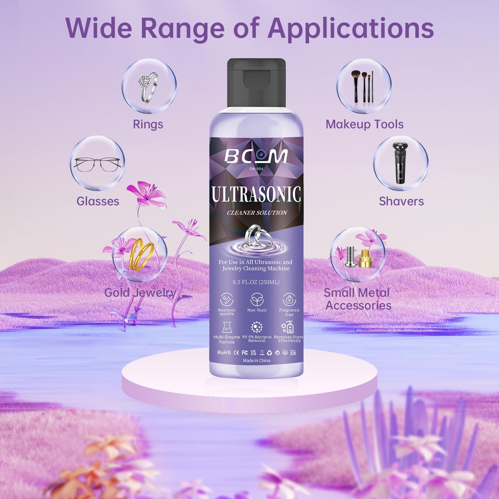 Ultrasonic Jewelry Cleaning Solution, Great for Use in All Ultrasound Purple