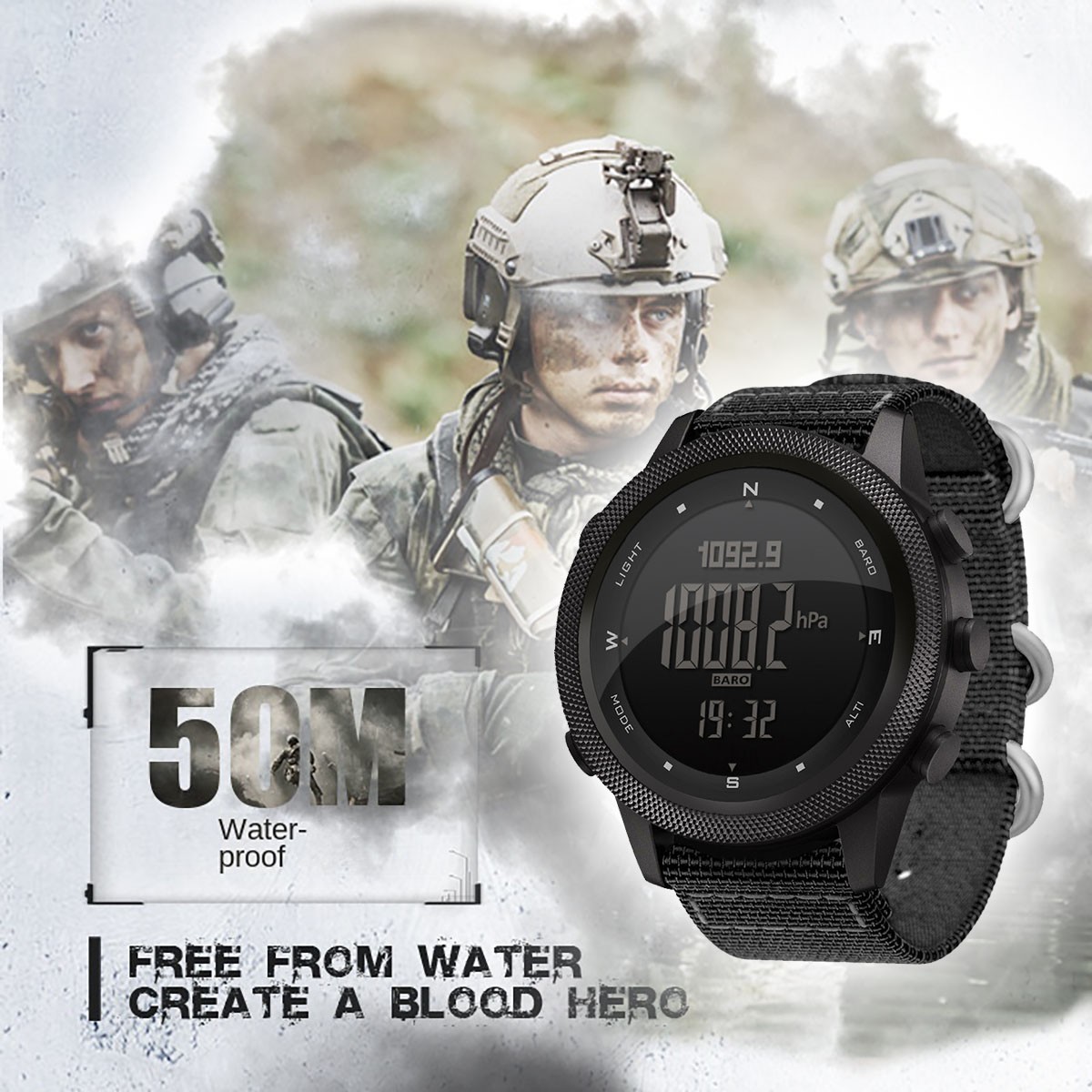 North Edge Apache-46 Smart Men Military Outdoor Sports Barometer Compass Watch