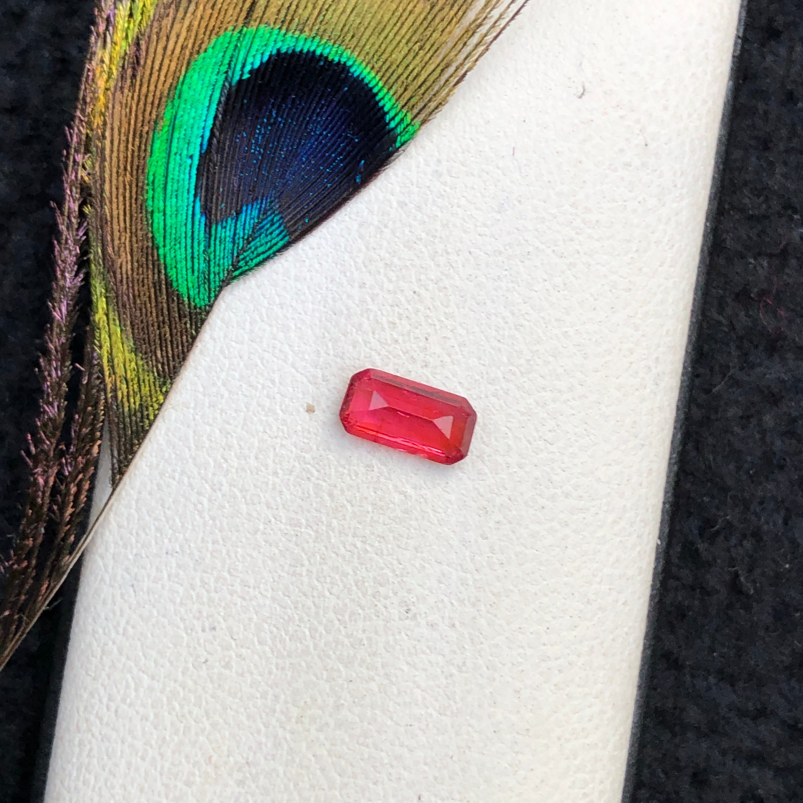 0.57 Carat Natural Emerald Cut Pinkish Red Spinel Loose Gemstone From Burma
