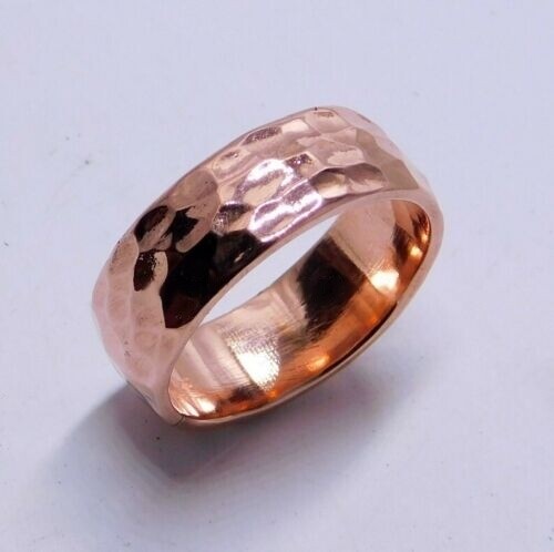 Pure Copper Hammered Men’s Handmade Jewelry Band Ring Perfect Valentine’s Gift