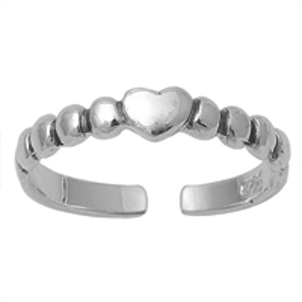 Sterling Silver Ring Stamped .925 Adjustable Silver Heart Toe Ring Mid Ring