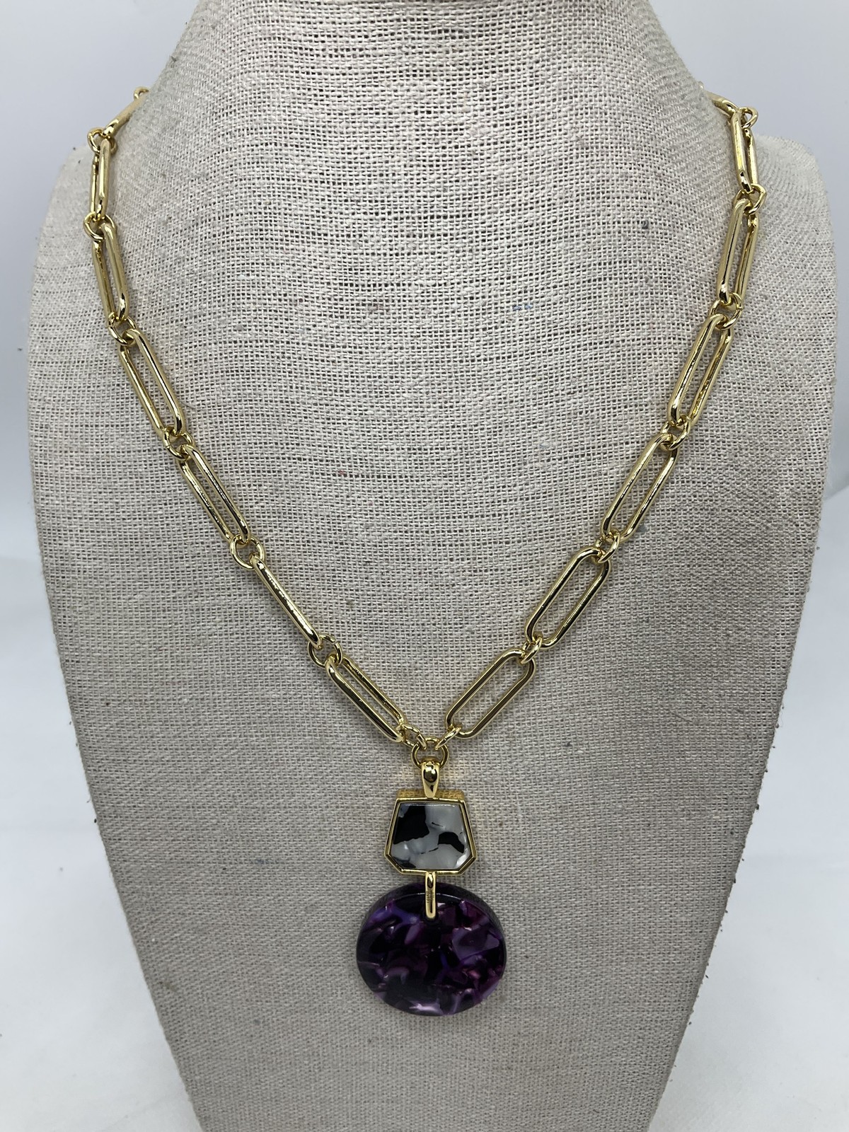 NWT Ann Taylor Purple Resin Post Earrings & Necklace Set
