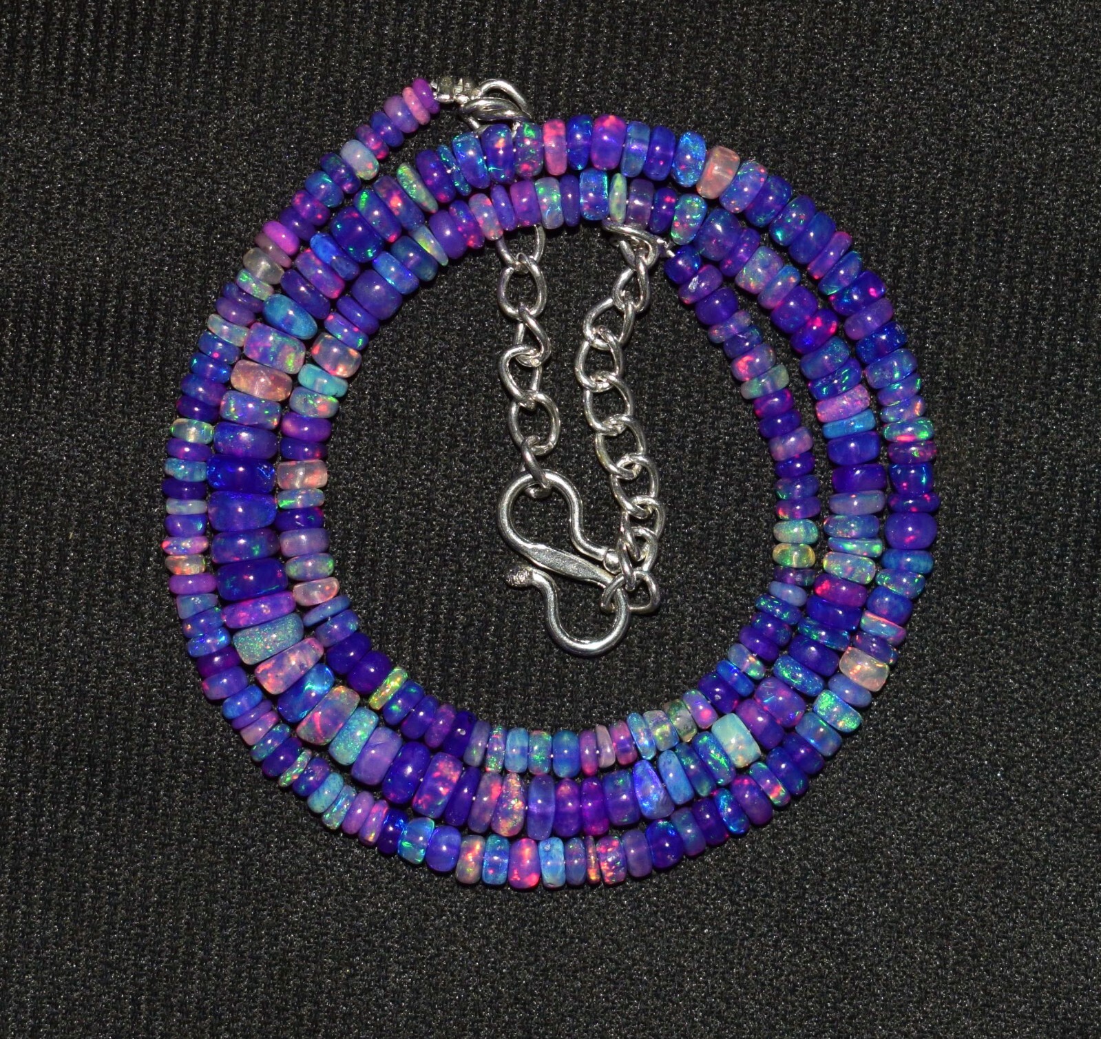 37Crt 3To5MM 16″Natural Ethiopian Purple Opal Gemstone Beads Necklace New