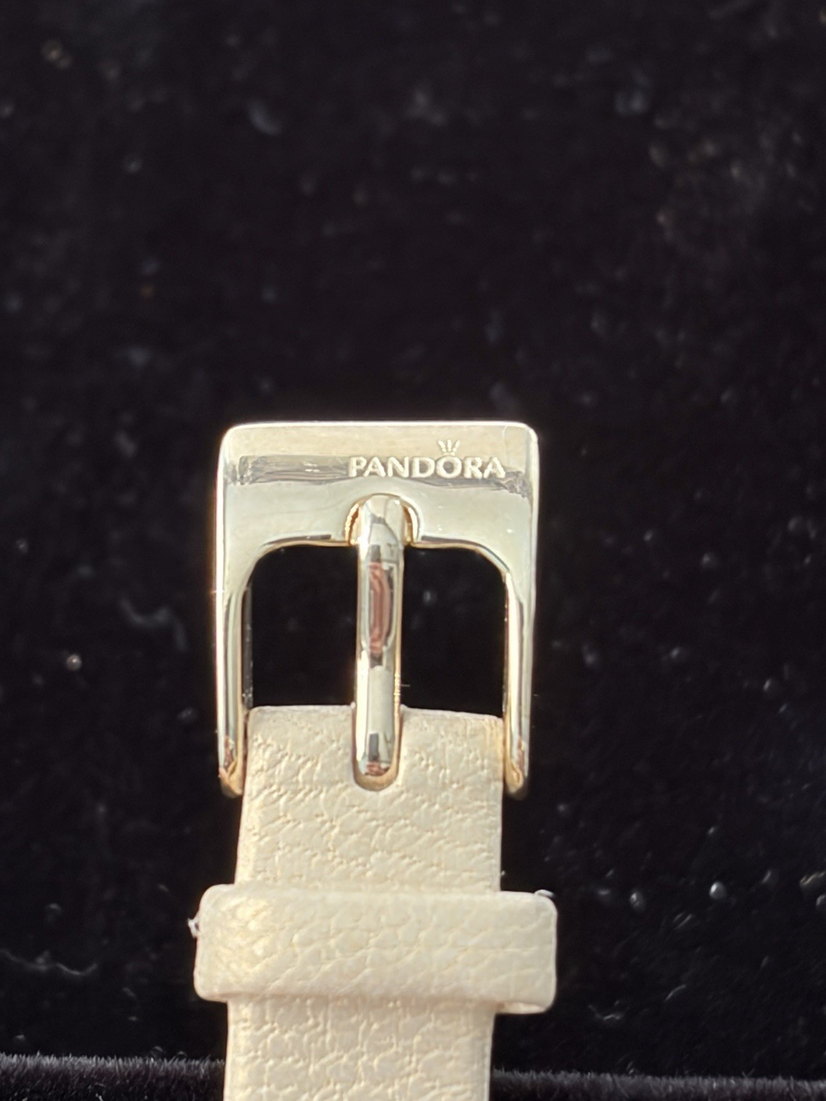 Pandora Double Oblong 18K Gold Plated Watch with Beige Leather Strap – 812019LG