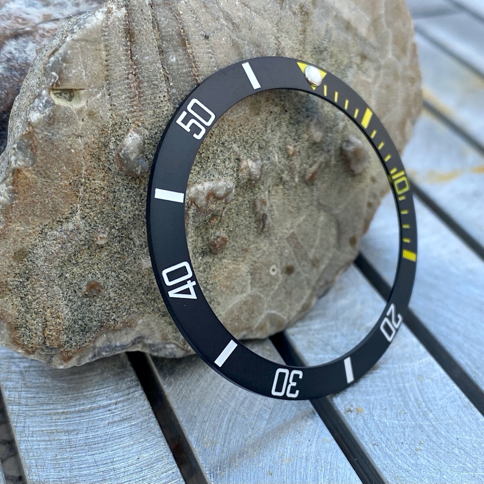 Matte Black w/ Yellow+White Ceramic [Sub Style Bezel Insert] for Seiko SKX SRPD
