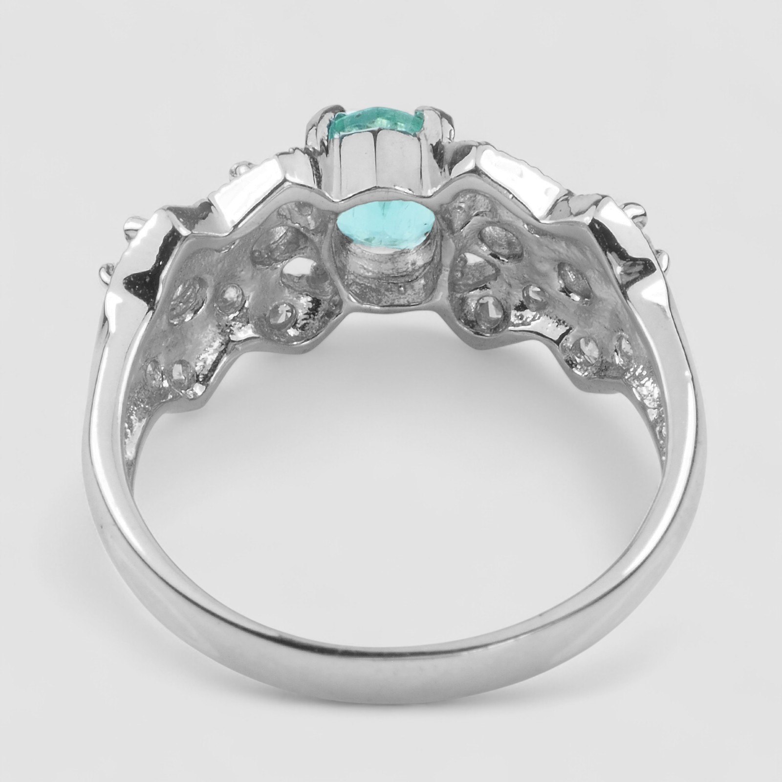 COLOMBIA NEON BLUE GREEN EMERALD 1.05CT 925 STERLING SILVER FINE JEWELRY RINGS