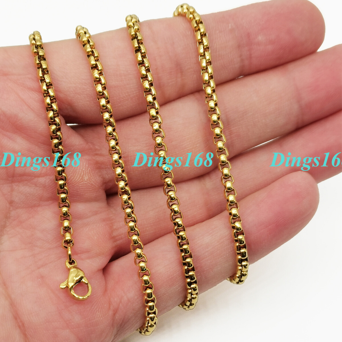 Unisex Real 18K Yellow Gold Filled 2mm/3mm/5mm 16″-32″ Round Box Chain Necklace