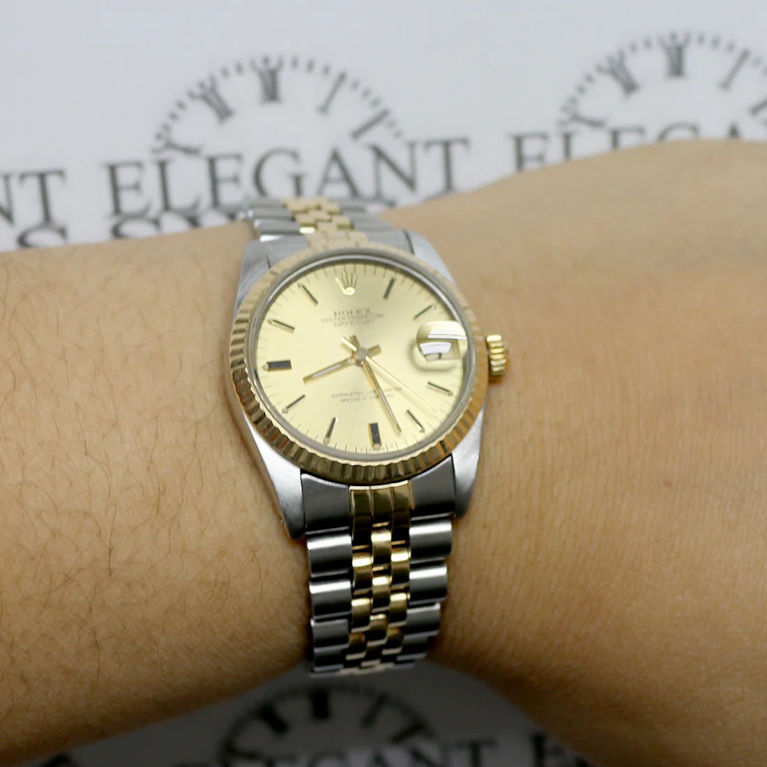 Rolex Datejust Midsize 2-Tone Champagne Stick Dial 31mm Jubilee Watch 68273