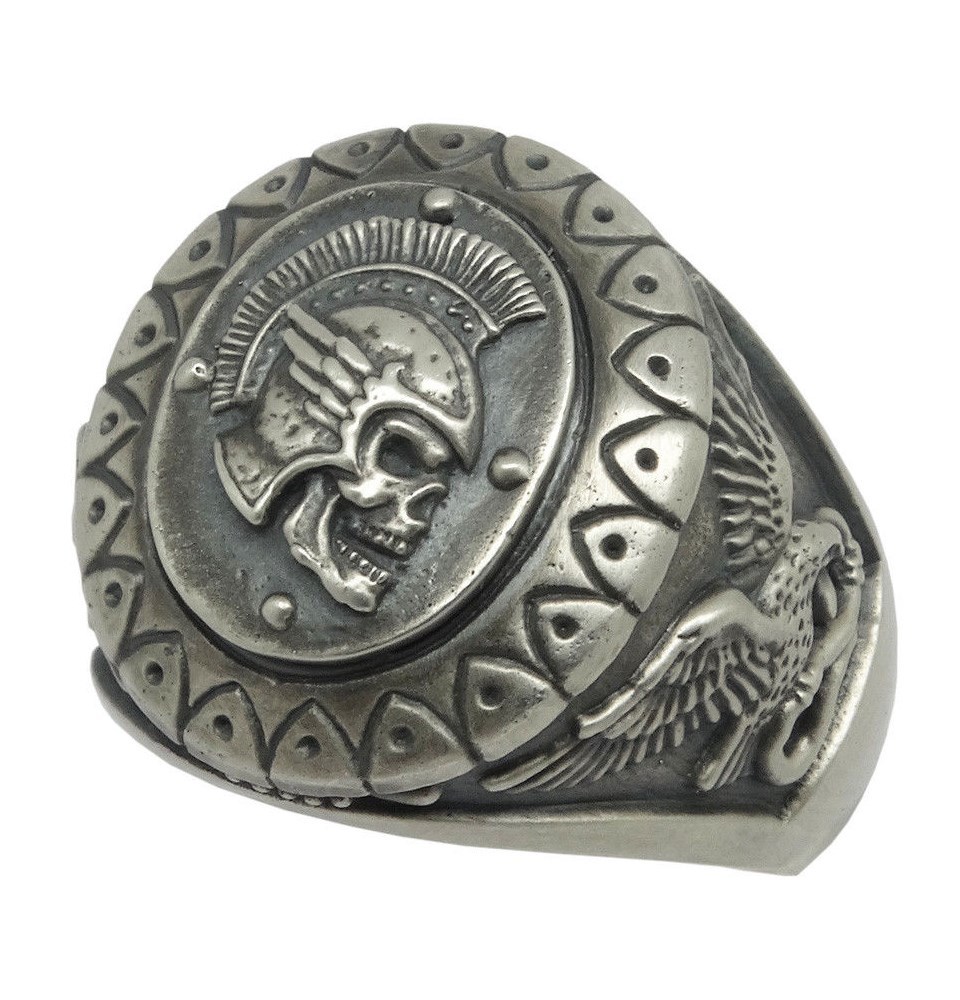 Sterling Silver 925 Skull Biker Men’s Ring Roman Empire Soldier SPQR US Sizes