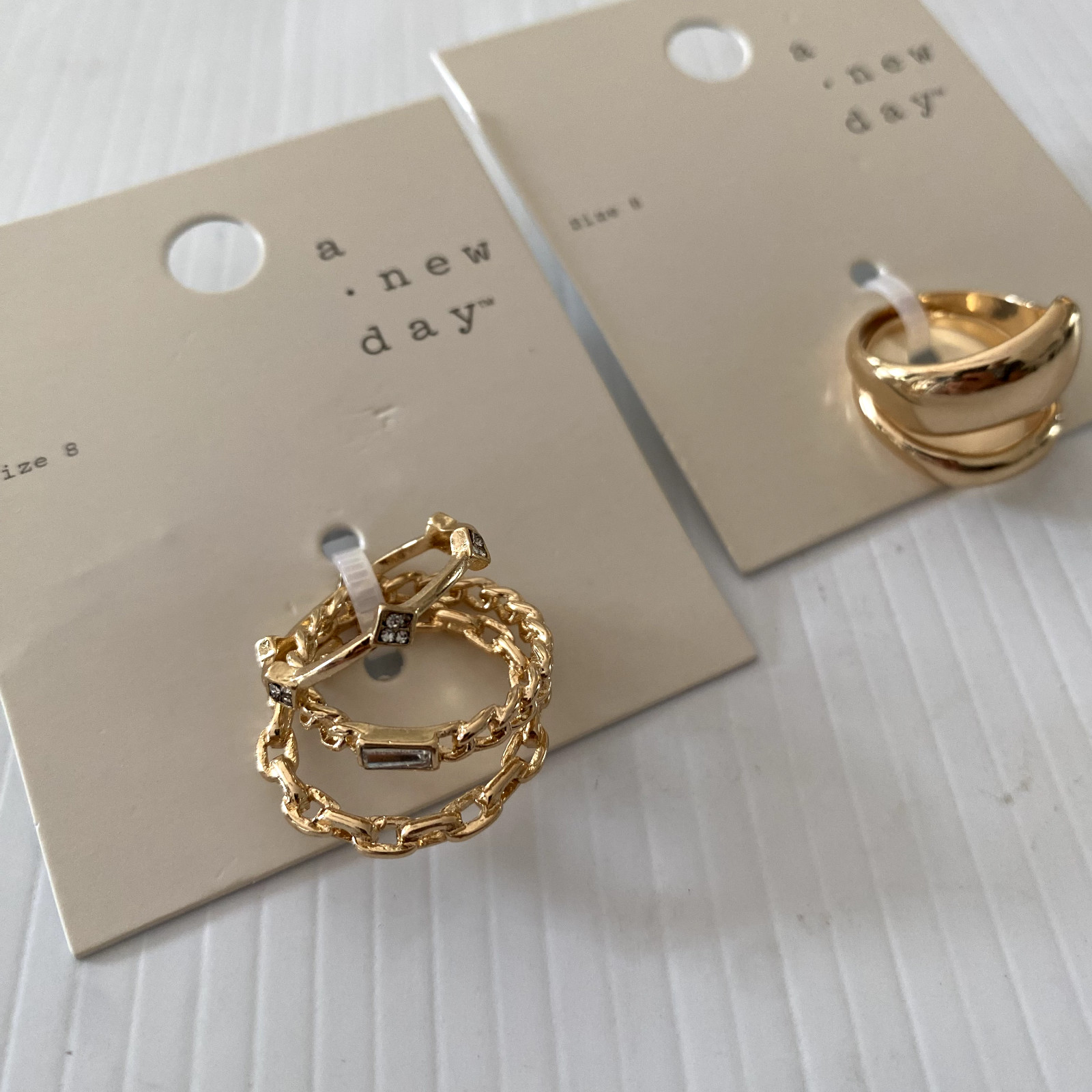 2 packs A New Day Gold Tone Women’s Fashion Jewelry Size 8 Rings