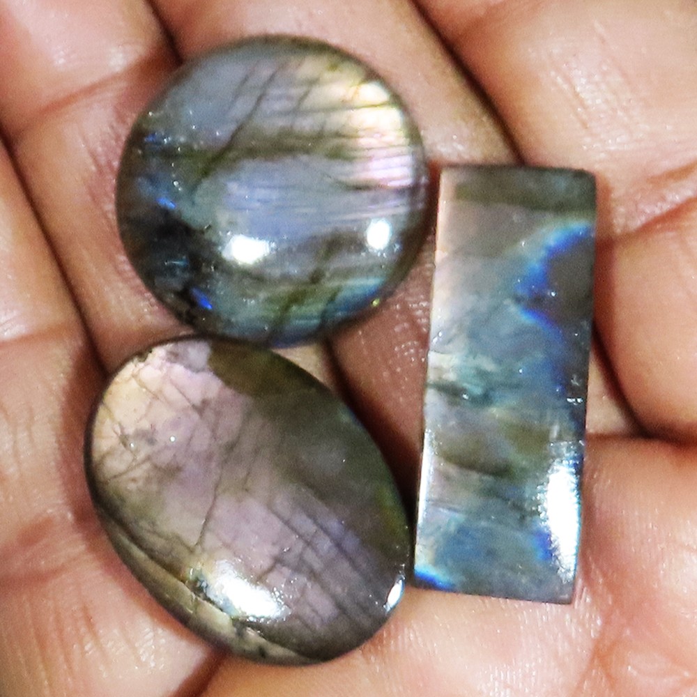 84.05 Ct 100% Natural Labradorite Cabochon 3 PCs Lot Loose Gemstone mg_327