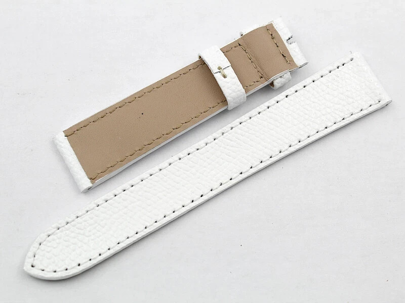 Genuine Hammered Leather White Flat Watch Straps Various Sizes Handcrafted