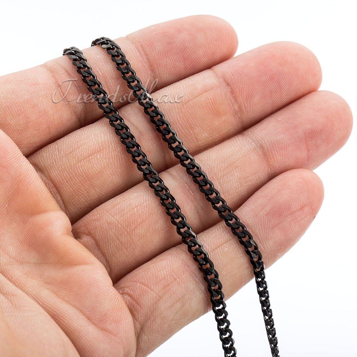 Black Stainless Steel Cuban Curb Chain Necklace Jewelry 86cm Long Link for Mens