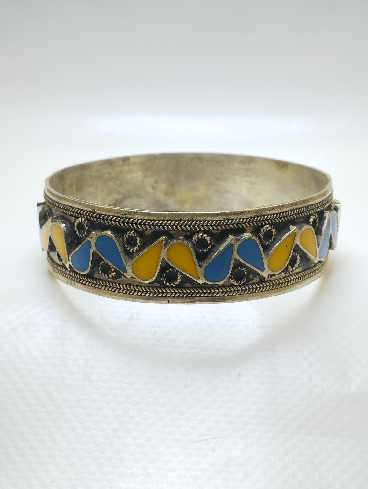 RARE ANTIQUE MOROCCAN BERBER SILVER CUFF BRACELET HANDCRAFTED TUAREG DESIGN