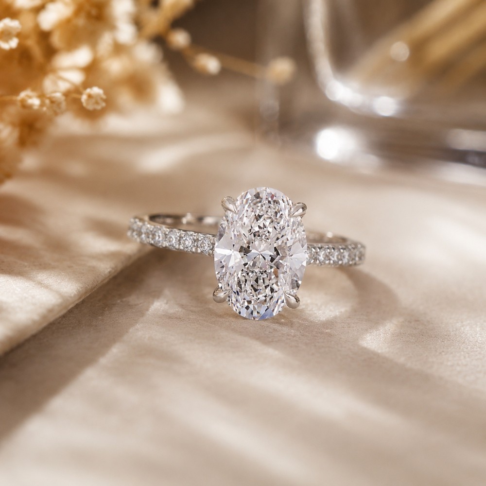 IGI Certified 3CT Lab Grown Diamond 10K Solid Gold Engagement Ring, Wedding Ring