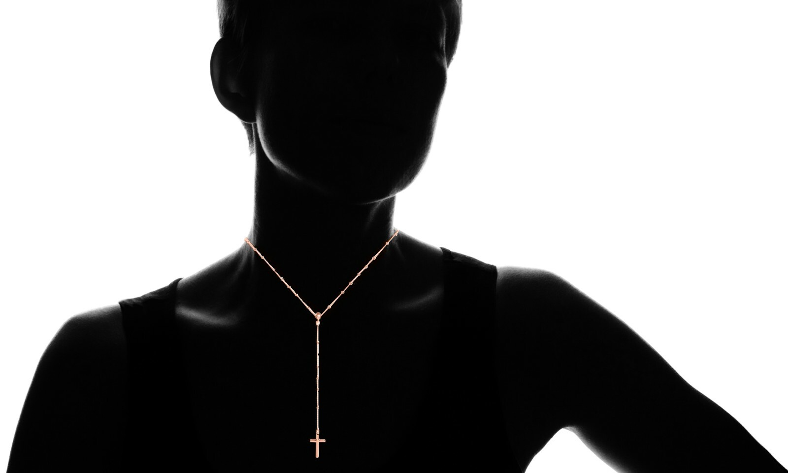 925 Sterling Silver Rosary Beaded Cross Necklace for Women, Girls – 3 colors