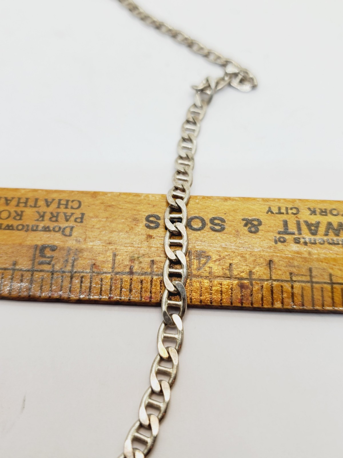 Sterling Silver 925 Flat Mariner/Anchor Chain Necklace 22″ Signed Italy (77)