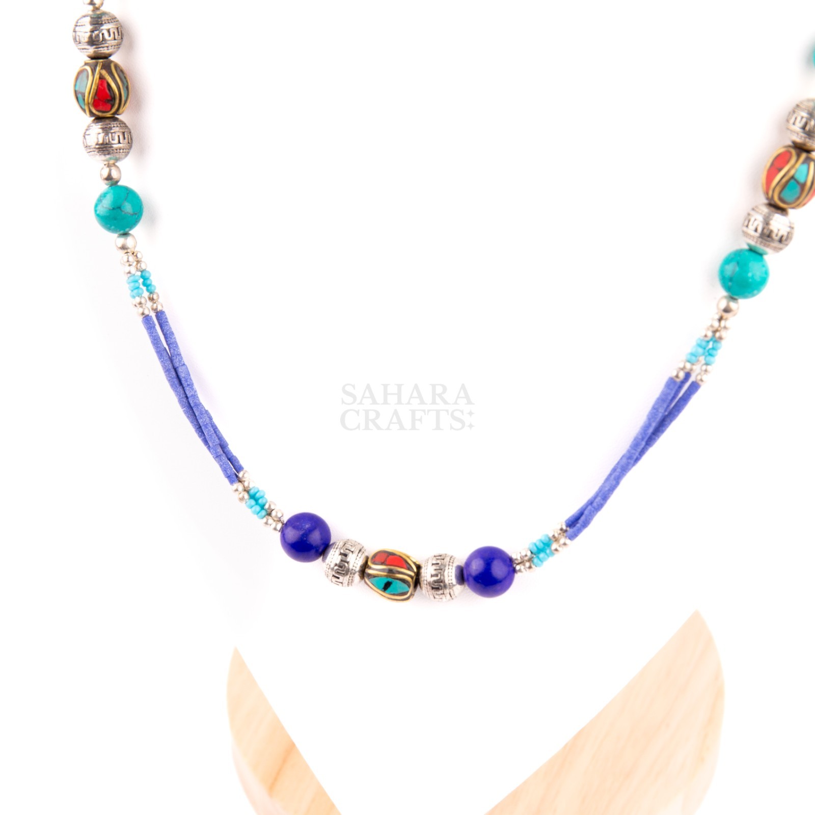 Tibetan Beaded, Turquoise Lapis Lazuli Beads, Traditional Tibetan Bead Jewelry,