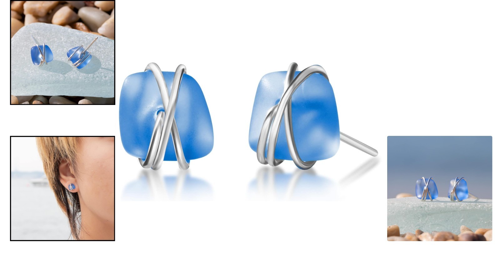 Eco-Friendly Handmade Sea Glass Earrings S990 Silver – Fashion Statement Piece