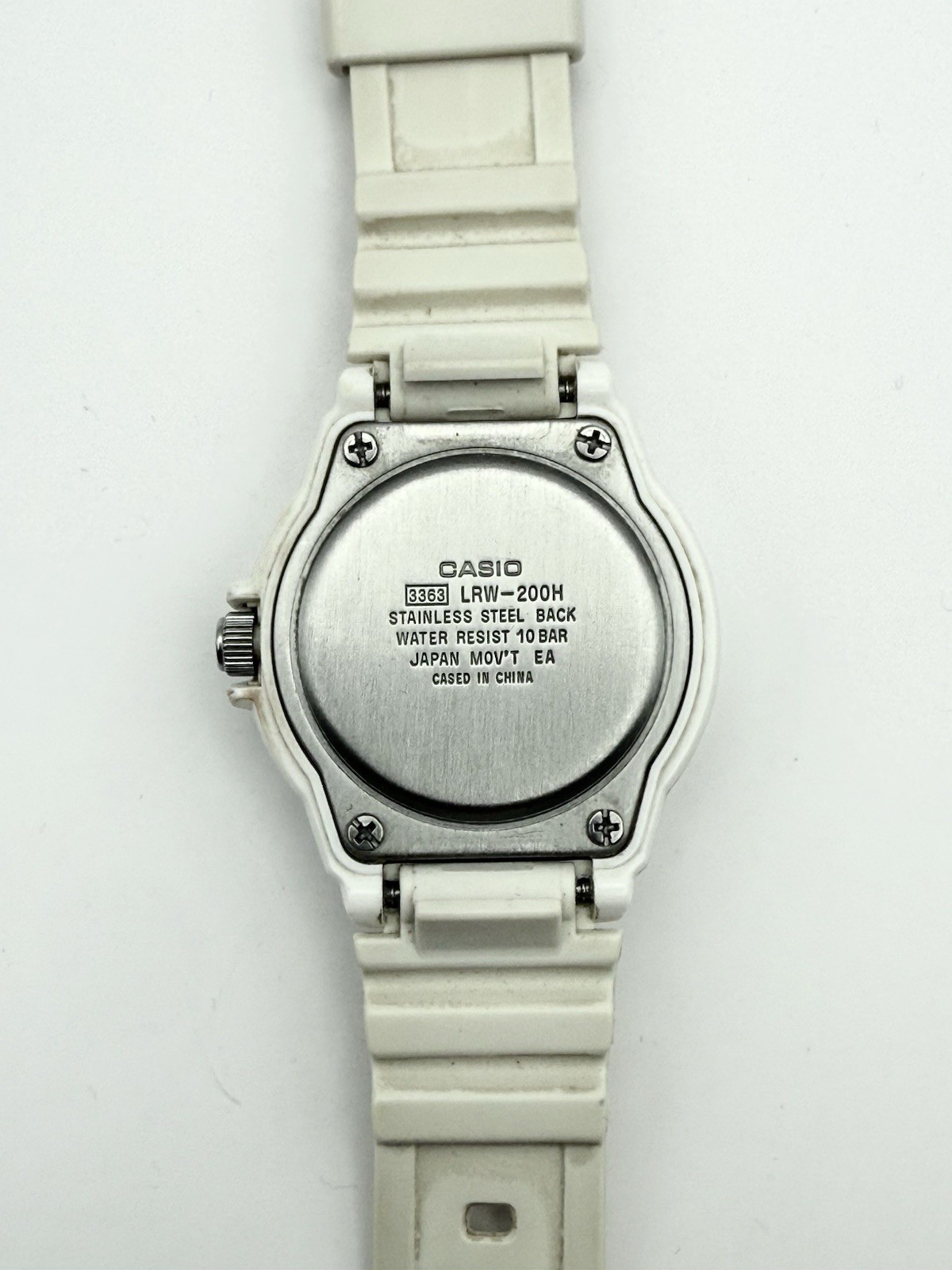 Casio LRW-200H Quartz 100M Diver Watch Date Black Dial White Resin Strap