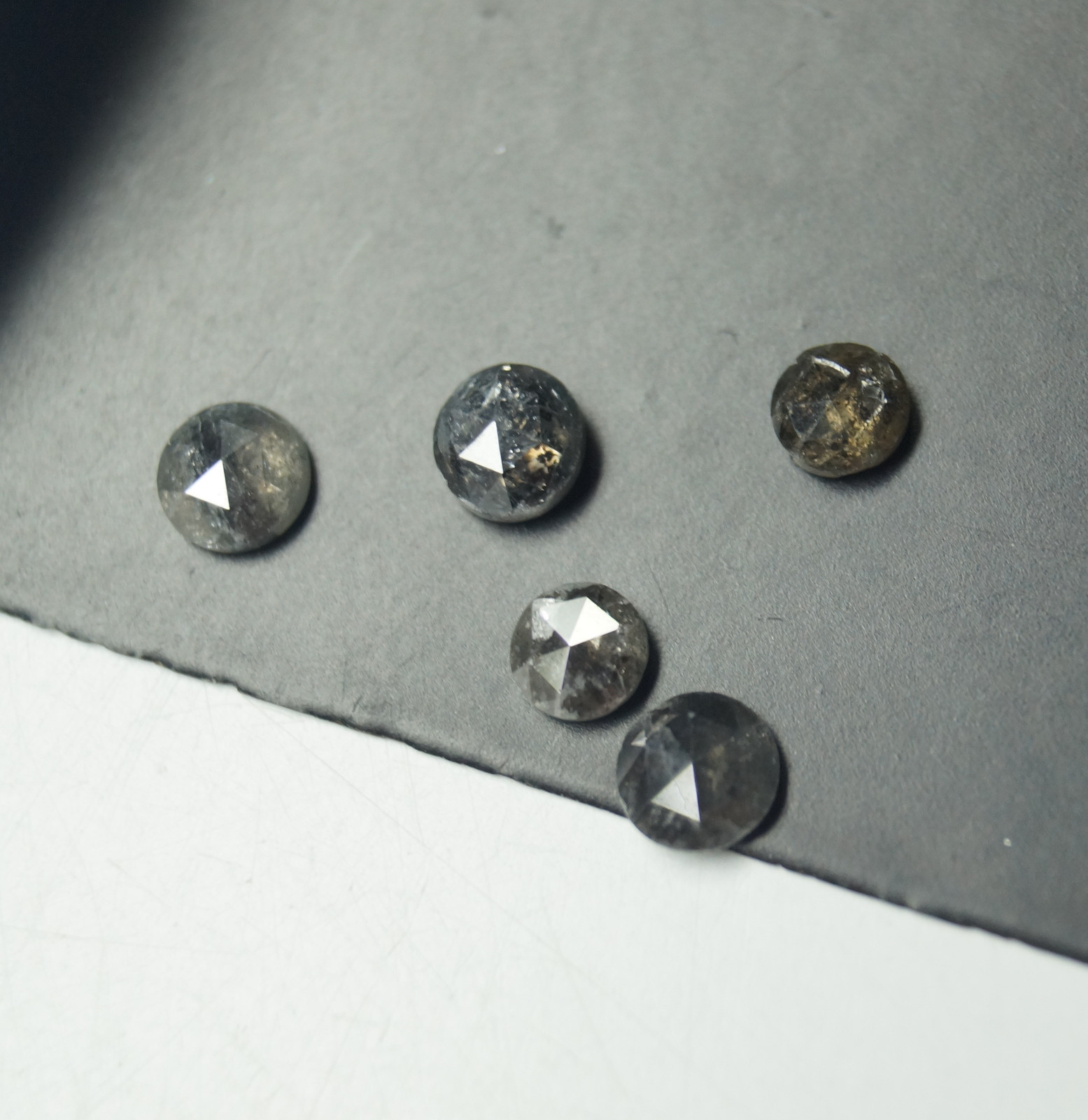 1.07 Ct 3mm To 4mm Natural Loose Salt & Pepper Diamond Round Rose Cut Black Nas