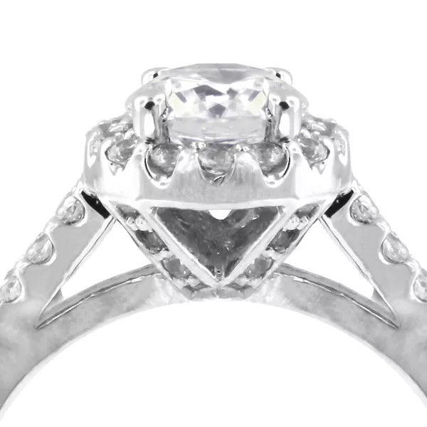 Side Stone Engagement Ring Halo 18K Gold 2 Carat Round Lab-Grown Diamond D SI1
