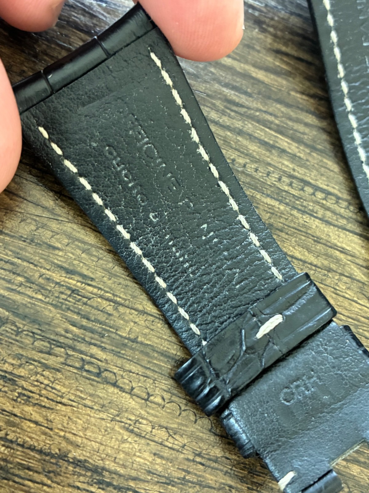 Panerai Mens Radiomir OEM Black Leather Strap Band 25.5mm / 20mm – Great Shape!!