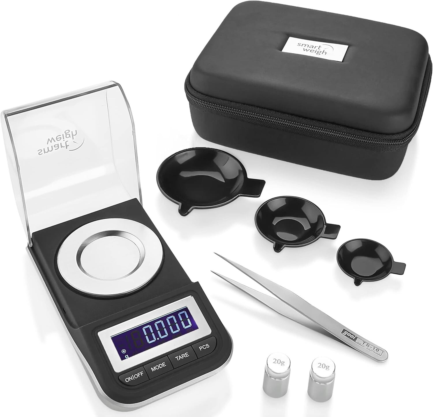 Premium 50g x 0.001g Digital Scale with Tweezers & Calibration Weights Included