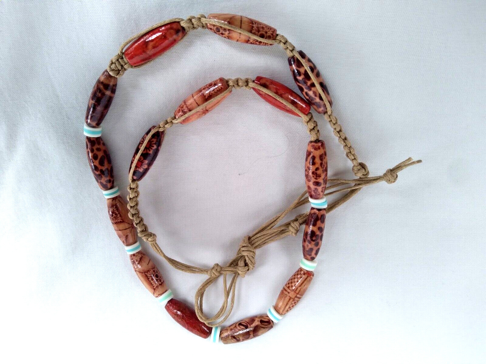 HEMP SURFER BOHO Ethnic Tribal NECKLACE 30″ Unisex Beach Macrame US Seller New