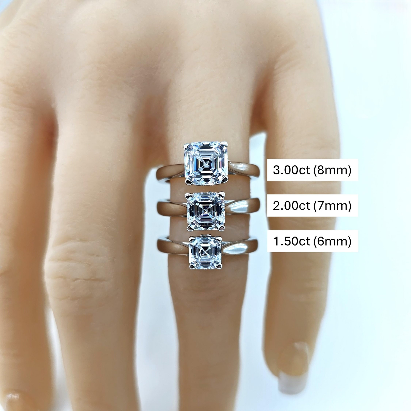 NANA Sterling Silver Asscher Cut Lucita Solitaire Engagement Wedding Ring