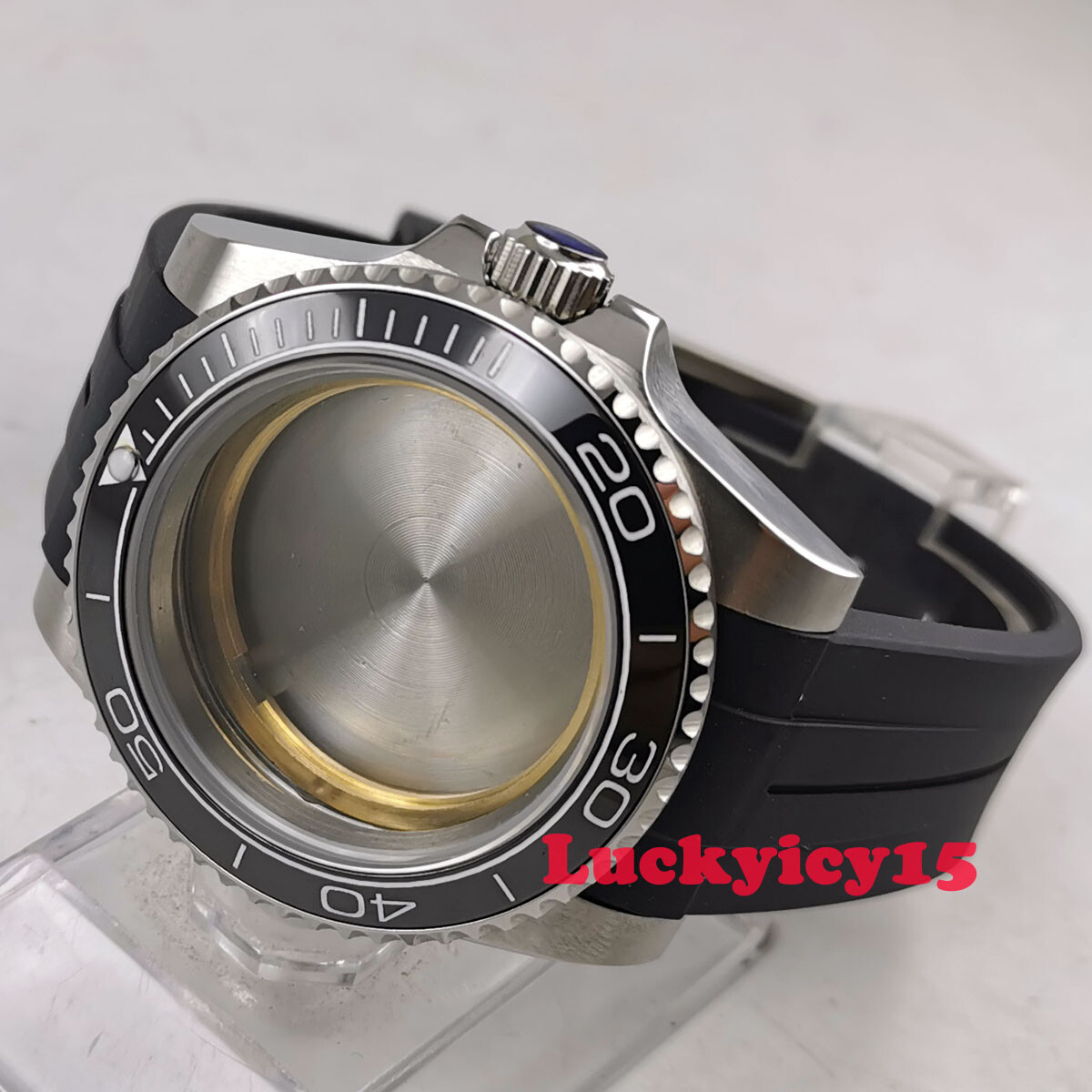 PARNIS 40mm SS watch case fit ETA 2836 movement sapphire glass rubber strap