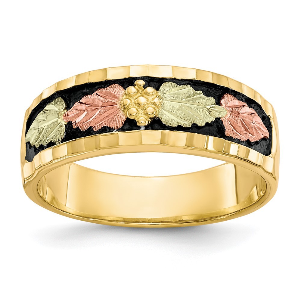 10k Tri-color Gold Black Hills Gold Antiqued Men’s Ring Size 10