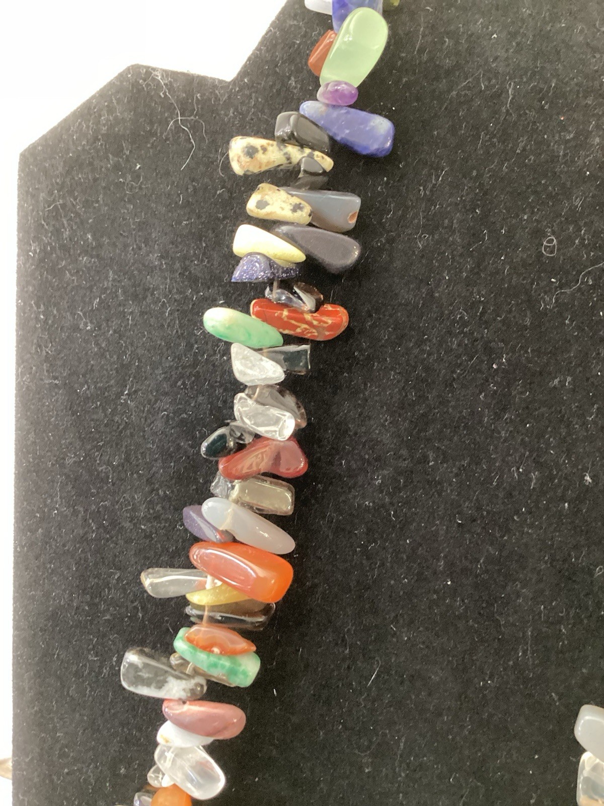 Multi Gemstone Chip/Chunky 24” Statement Piece With Sterling Silver Clasp