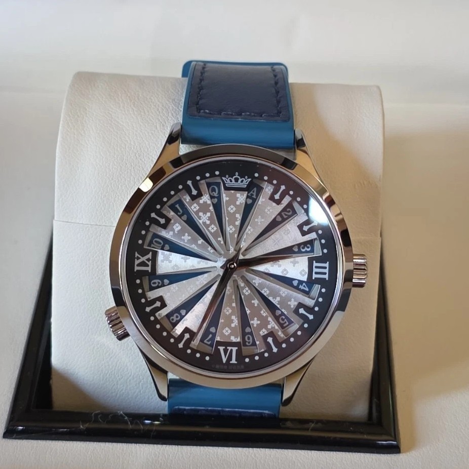 SKYSEED Silver Dial Roman Numerals Watch Blue Leather Strap