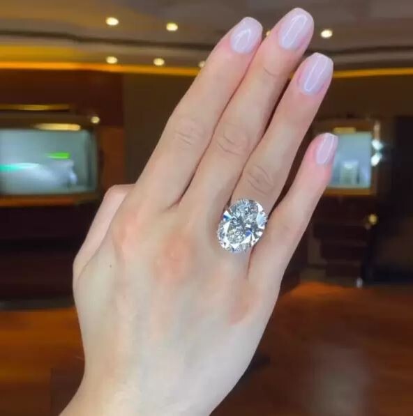5CT Oval Cut Lab-Created Diamond Solitaire Engagement Ring 14K White Gold Plated