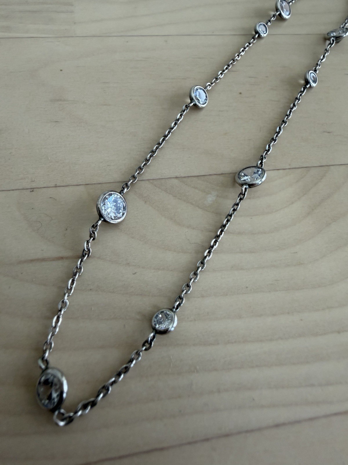 Retired Silpada “Infinity” Sterling Silver CZ Station Necklace Style N2153