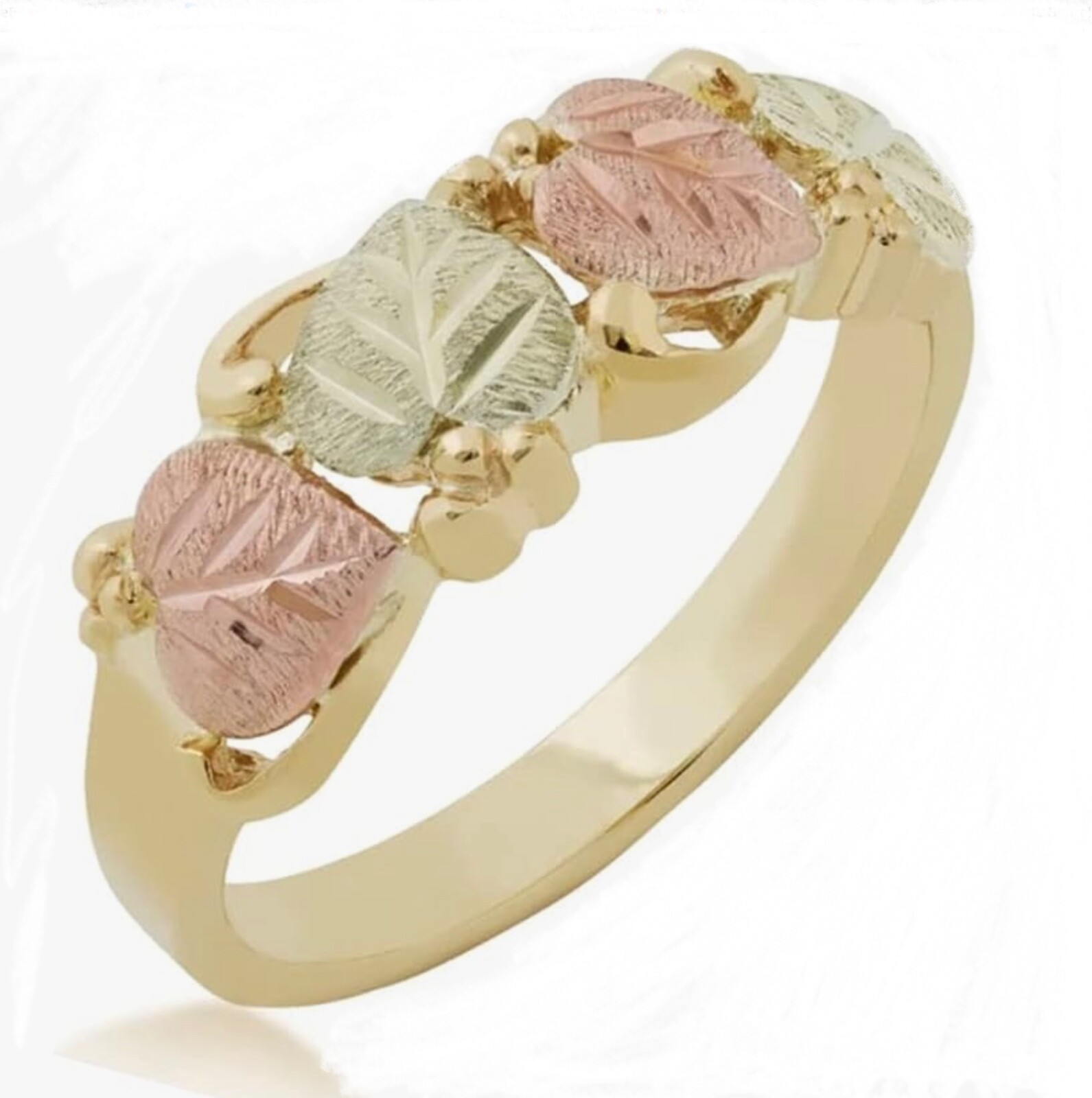Black Hills Gold 10k Traditional Wide Band Leaves Ring Size 7