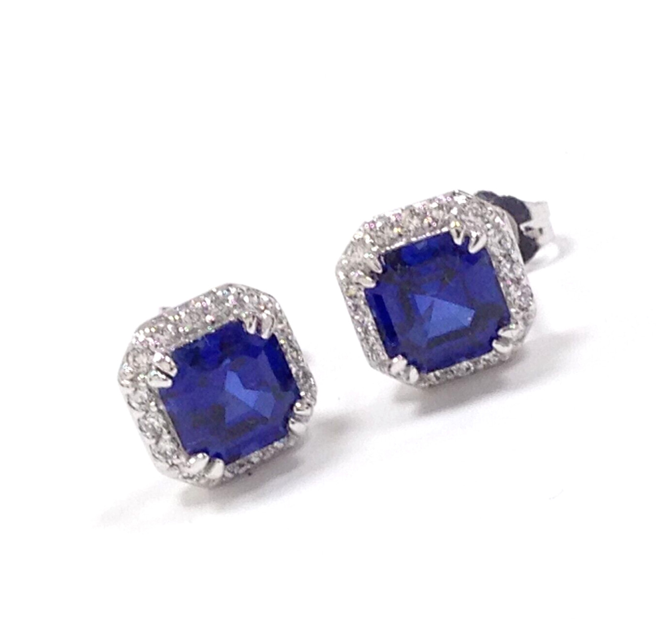 Fuzion Creations Fc Sterling Blue CZ Stone 8.6mm Square Stud Earrings Jewelry