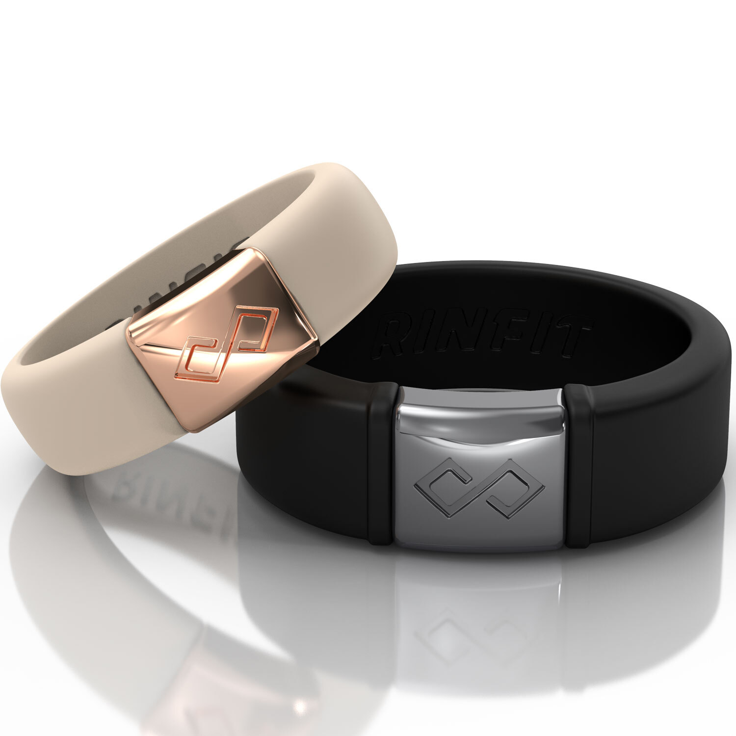 Rinfit Silicone Wedding Ring Sets for Couples – Him and Her Metal Infinity Rings