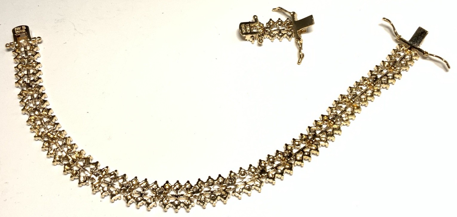 Ross Simons Vermeil Gold over Sterling 925 Diamond Bracelet 7.5-inches LR24