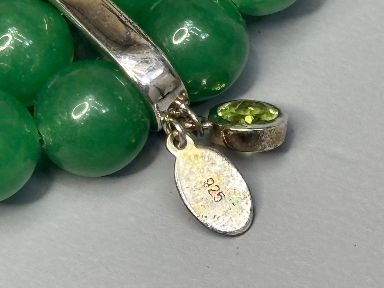 Sterling Silver .925 Aventurine Stone Dual Beaded Stretch Bracelet-Heavy-54g