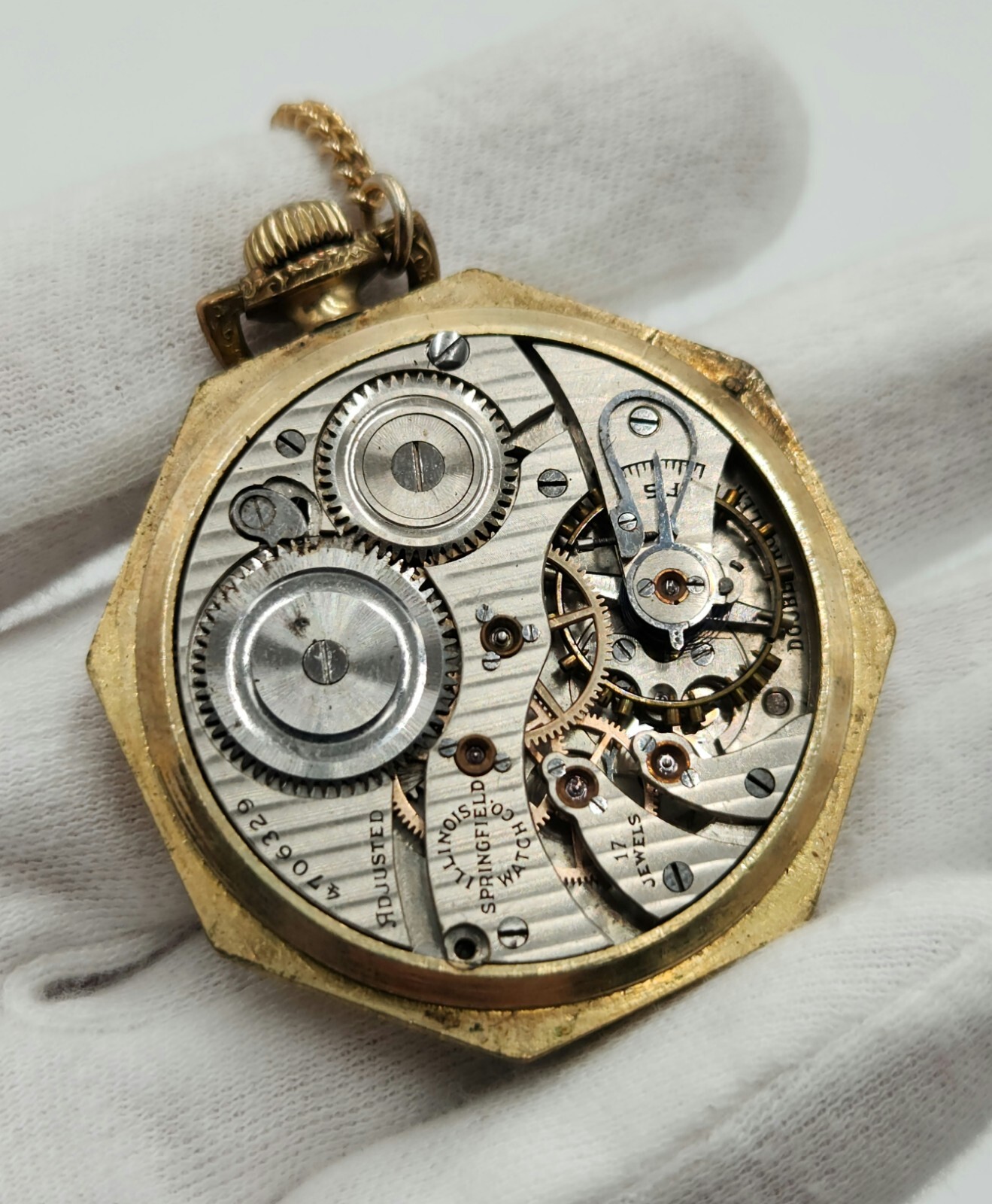 Illinois Supreme Double Roller Octagonal Pocket Watch – FOR PARTS / REPAIR
