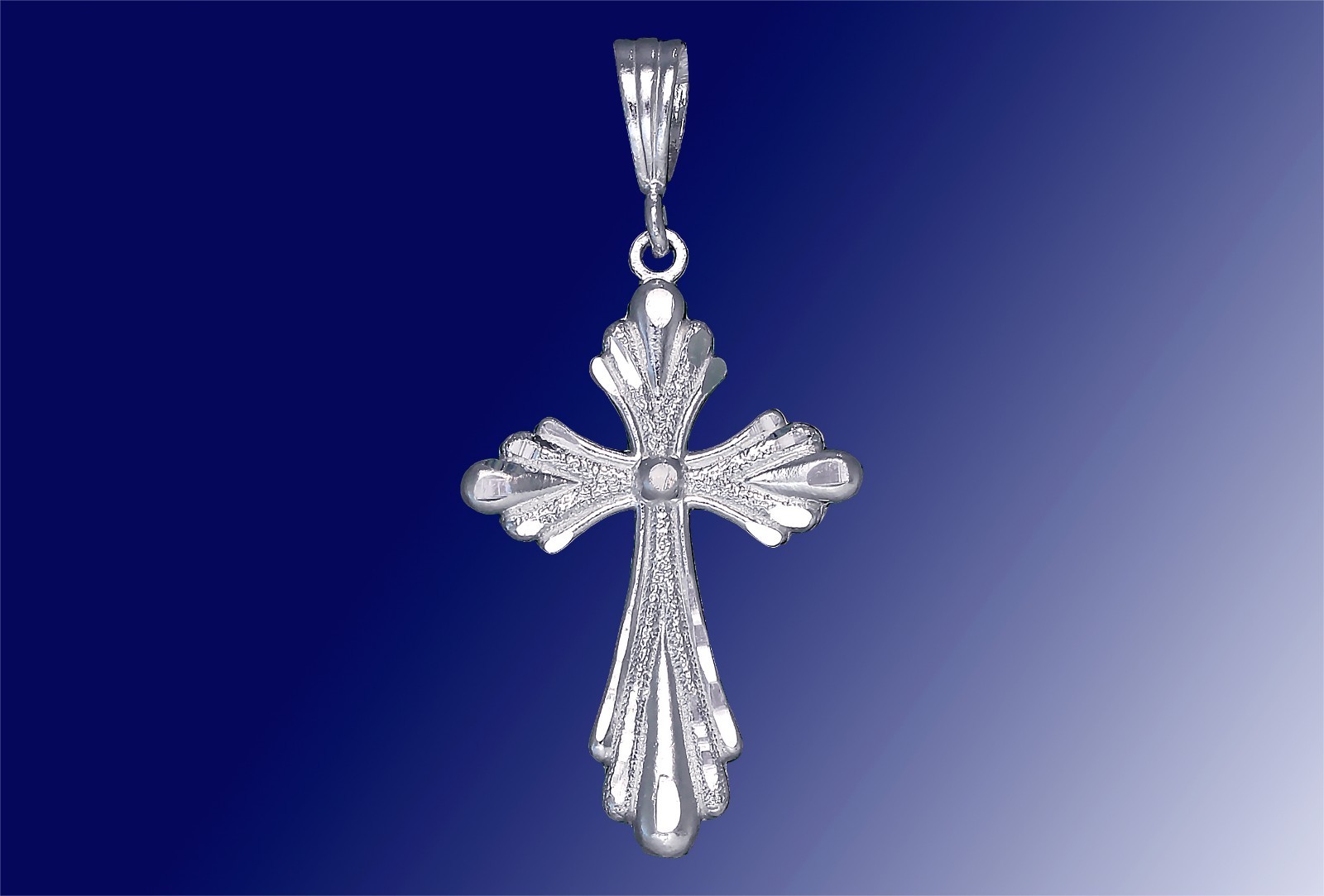 Sterling Silver Cross without Jesus Pendant Necklace Diamond Cuts and Chain