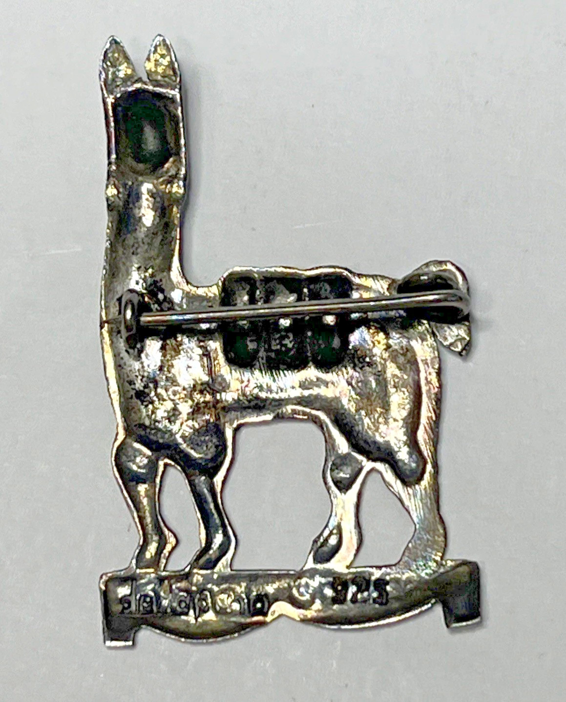 Vintage LLama Brooch Dellapina Signed 925 Peru Sterling Silver Pin , Some Patina