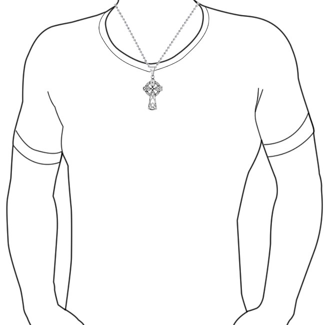 Protection Amulet Celtic Cross Pendant Necklace Oxidized Silver 20 Inch Chain