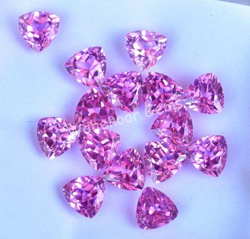 15 Pcs Natural Mogok Pink Ruby Trillion 7.00 MM Certified AAA+ Treated Gemstone