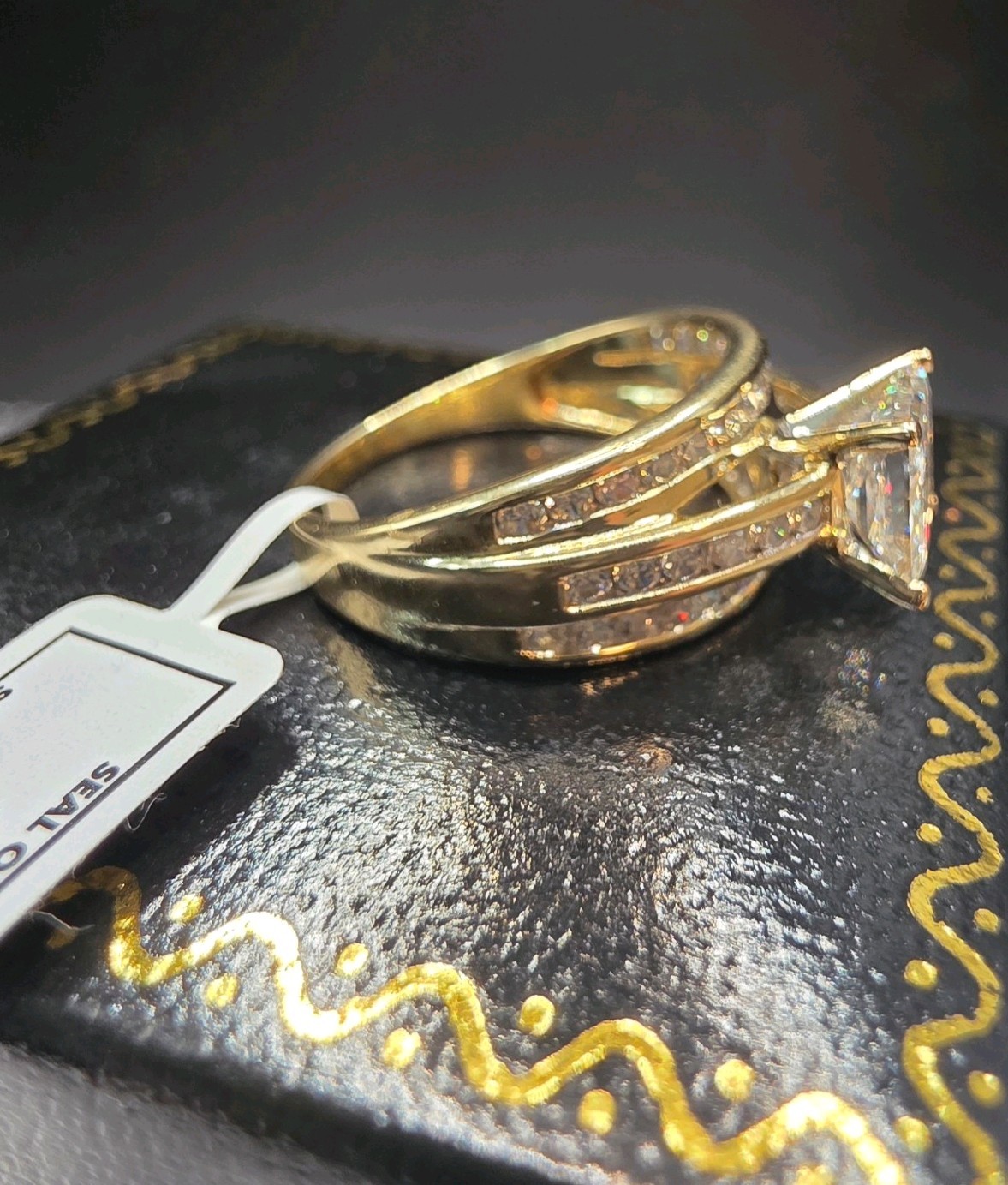 1.35 Carat IGI F-G VS1-VS2 Lab Diamond Ring w/CZ Accents 10K YG Approx. Sz 6.75