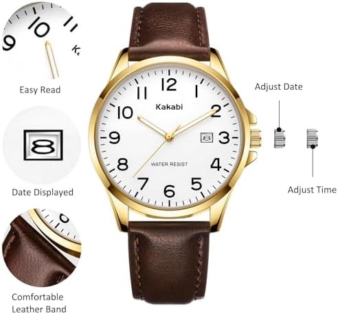 Watch for Men, Fashion Minimalist Wrist Watch Waterproof Quartz Analog Date with